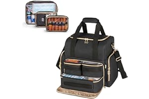 LUXJA Large Tattoo Travel Case with 3 Removable Pouches, Tattoo Supplies Organizer for Tattoo Stencil Printer and Tattoo Kit, Black