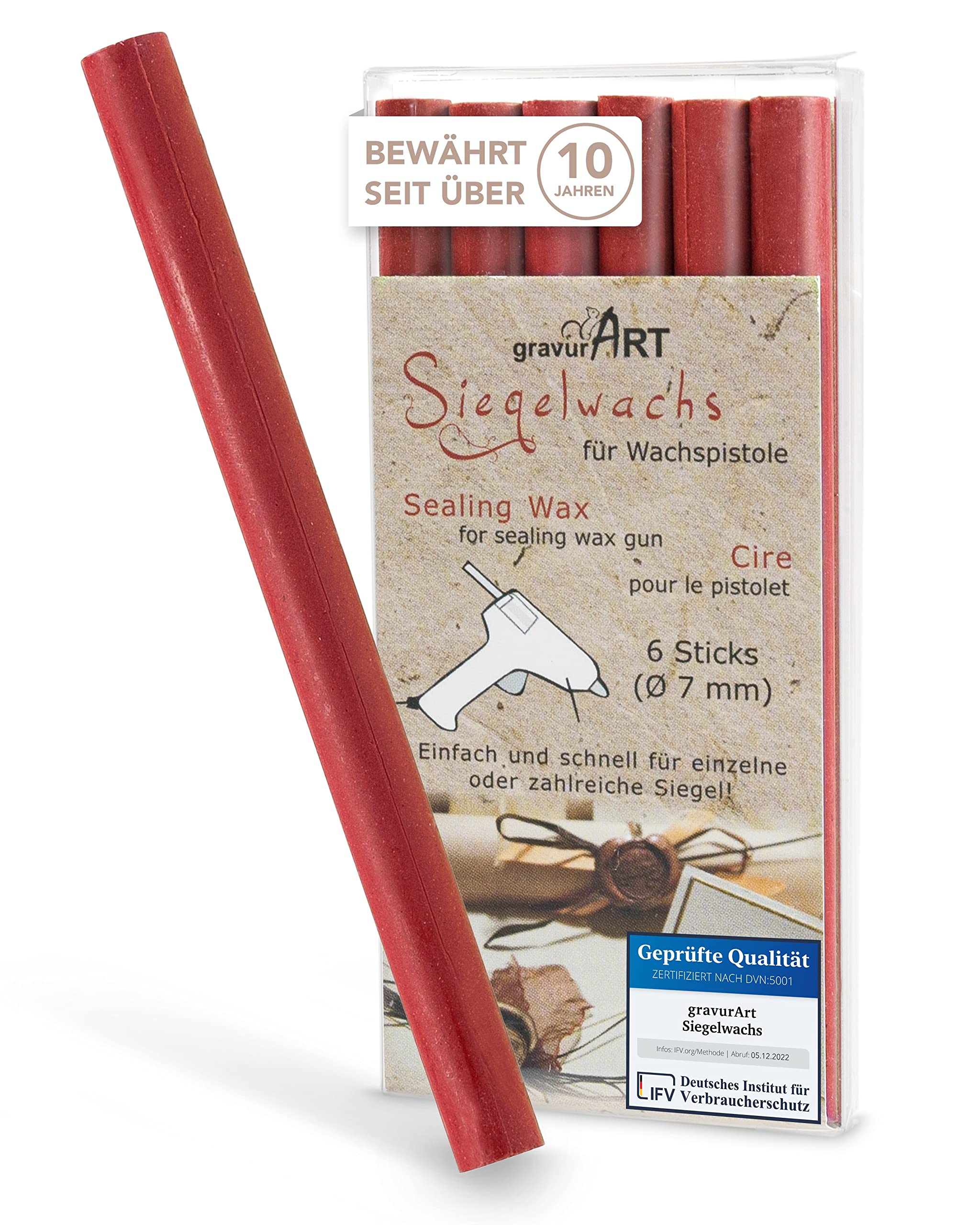 gravurART sealing wax (flexible) for wax gun - 6 sticks cherry red