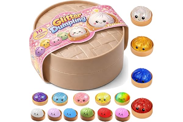 Glitter Dumplings - Rainbow Glittering Dumpling Squishy Mystery Box，Mystery Dumplings Squishy Glitter (Blind Box)