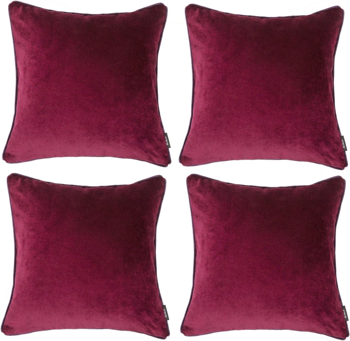 McAlister Textiles Matt Velvet Filled Cushions Pack of 4 Burgundy