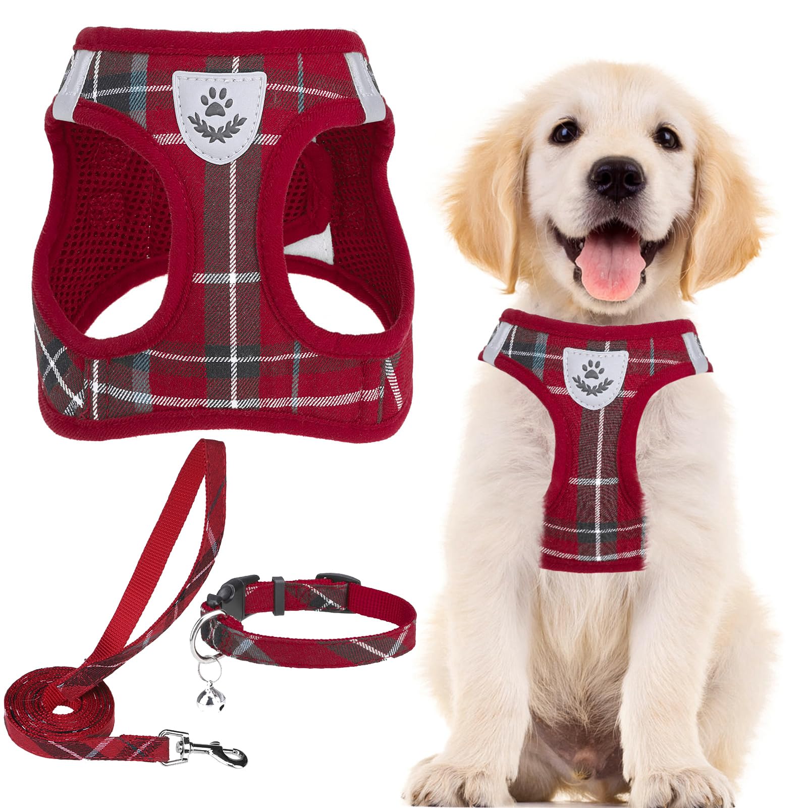 PUPTECK Dog Harness Small Dog with Collar and Lead Set Step-in No Pull Puppy Cat Harnesses for Daily Walking — image 1