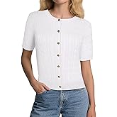 GRACE KARIN Women's Short Sleeve Button Up Summer Cardigan Sweater Y2K Cardigan Jacket (Runs Big, Suggest Size Down)