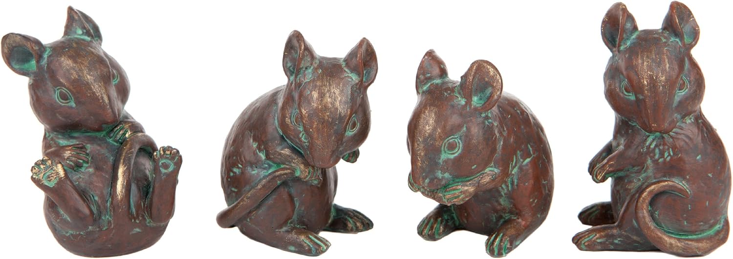 London Ornaments LO7512076 Mice (Set of 4), Bronze, 4x7cm