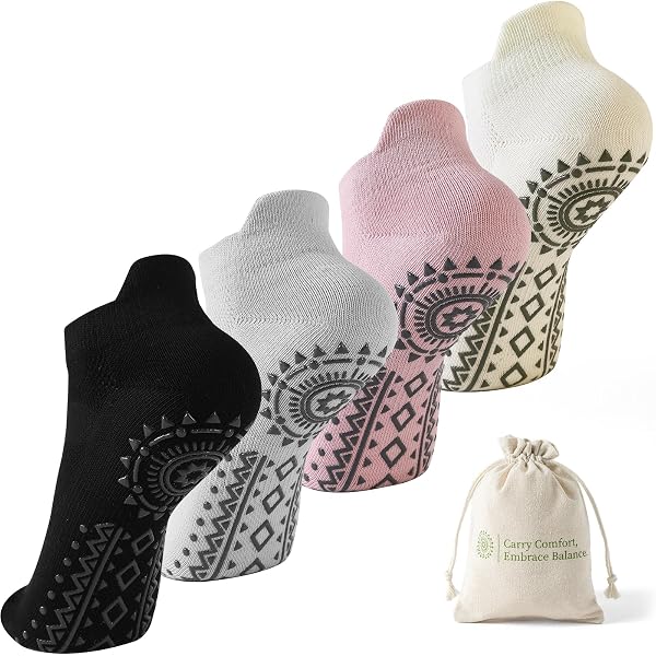 OUSITAID 4 Pack Pilates Yoga Non Slip Skid Socks - Ballet