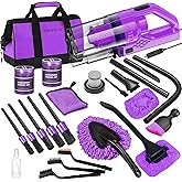 Viewsun 17PCS Car Cleaning Kit, Purple Car Interior Detailing Kit with High Power Handheld Vacuum, Detailing Brush Set, Windshield Cleaner, Cleaning Gel, Complete Auto Accessories for Women Gift