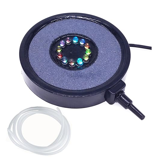 COODIA Aquarium Fish Tank Air Curtain Bubble Generator Bubble Air Stone with 12 Multi-color Underwater Changing LED Light