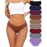 LEVAO Cotton Underwear for Women Lace Cheeky Bikini Panties Full Coverage Soft Stretch Hipster Ladies Briefs 9 Pack S-XL