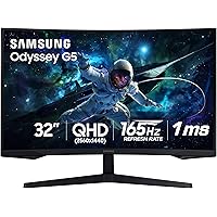 Samsung Odyssey 32 inch Curved Gaming Monitor (2,560 x 1,440) G55C QHD 165 Hz 1 ms, HDR10, FreeSync, Eye Saver Mode, 1000R Cu