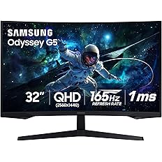 Samsung 32" Odyssey (G55C) Series QHD 1000R Curved Gaming Monitor, | 165Hz, 1ms(MPRT), HDR10, AMD Radeon FreeSync, Eye Care, 
