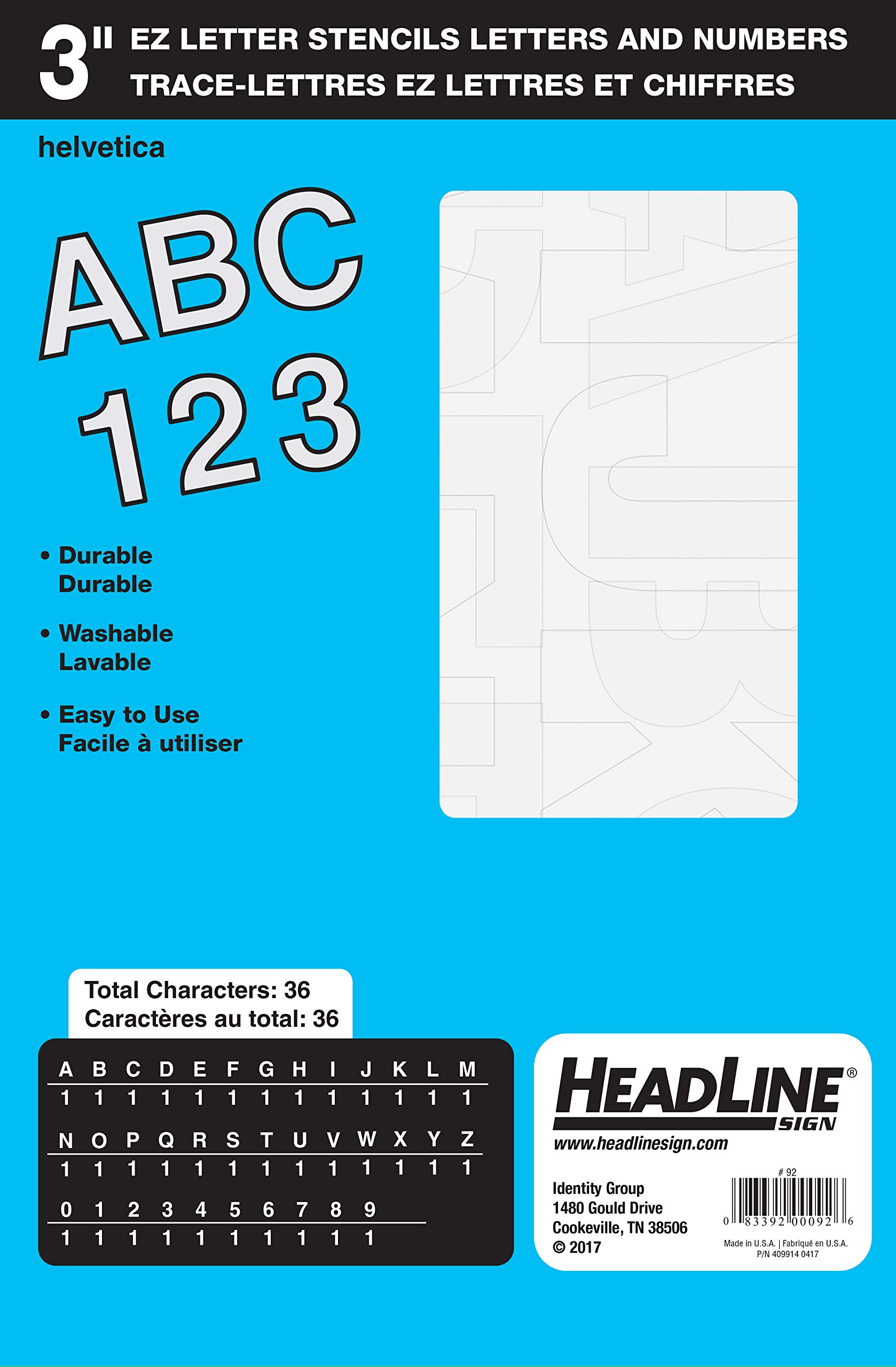Headline Sign 92 Transparent Stencil Set, 3-Inch Letters and Numbers