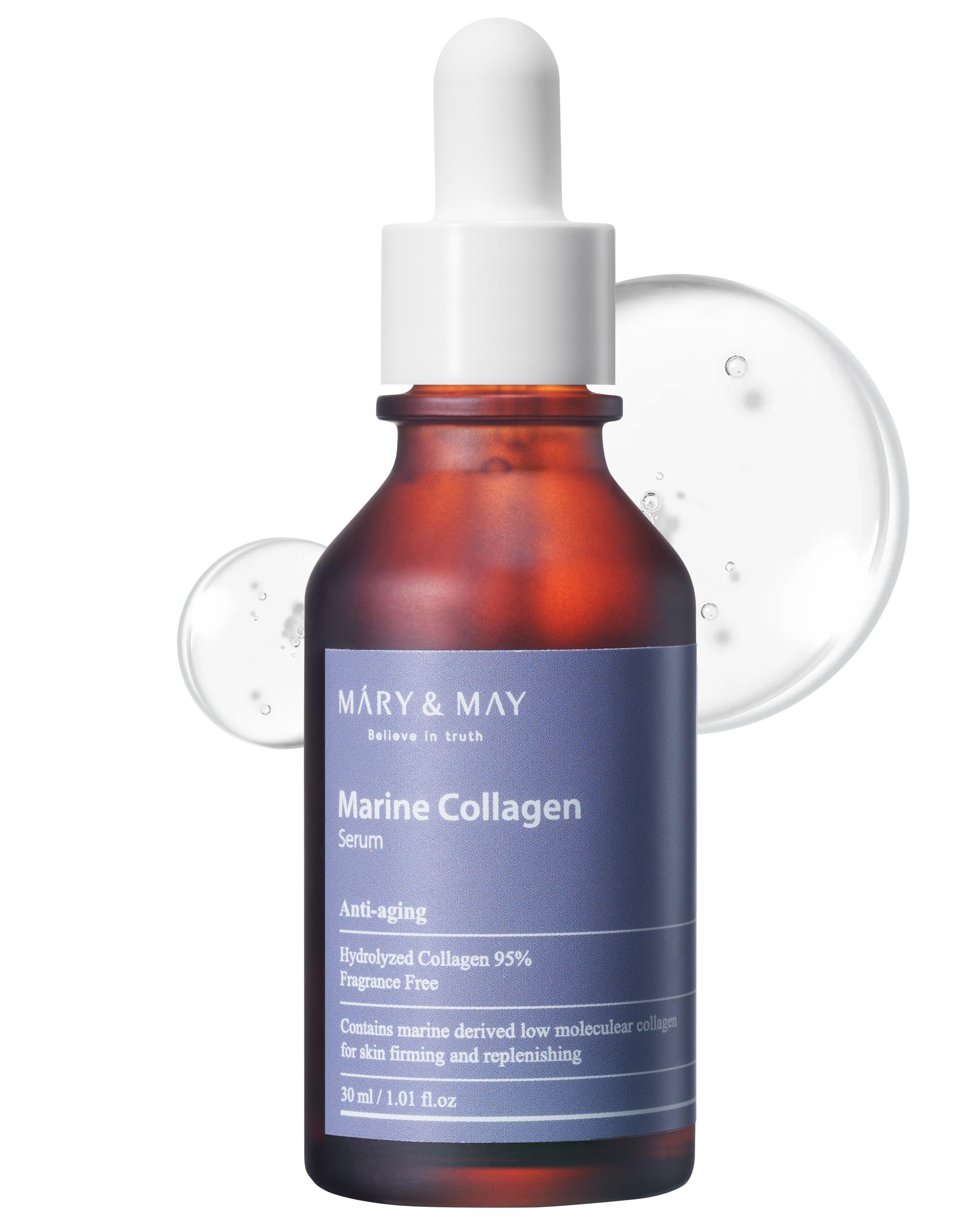 Mary&May Marine Collagen Serum - Hydrolyzed Low Molecular Collagen for Skin Firming and Replenishing, Hydrating - Korean Skincare, Fragrance Free, 1.01 fl.oz. — image 1