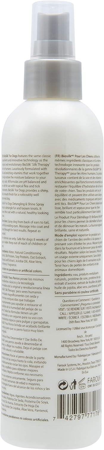 biosilk for dogs detangling and shine spray