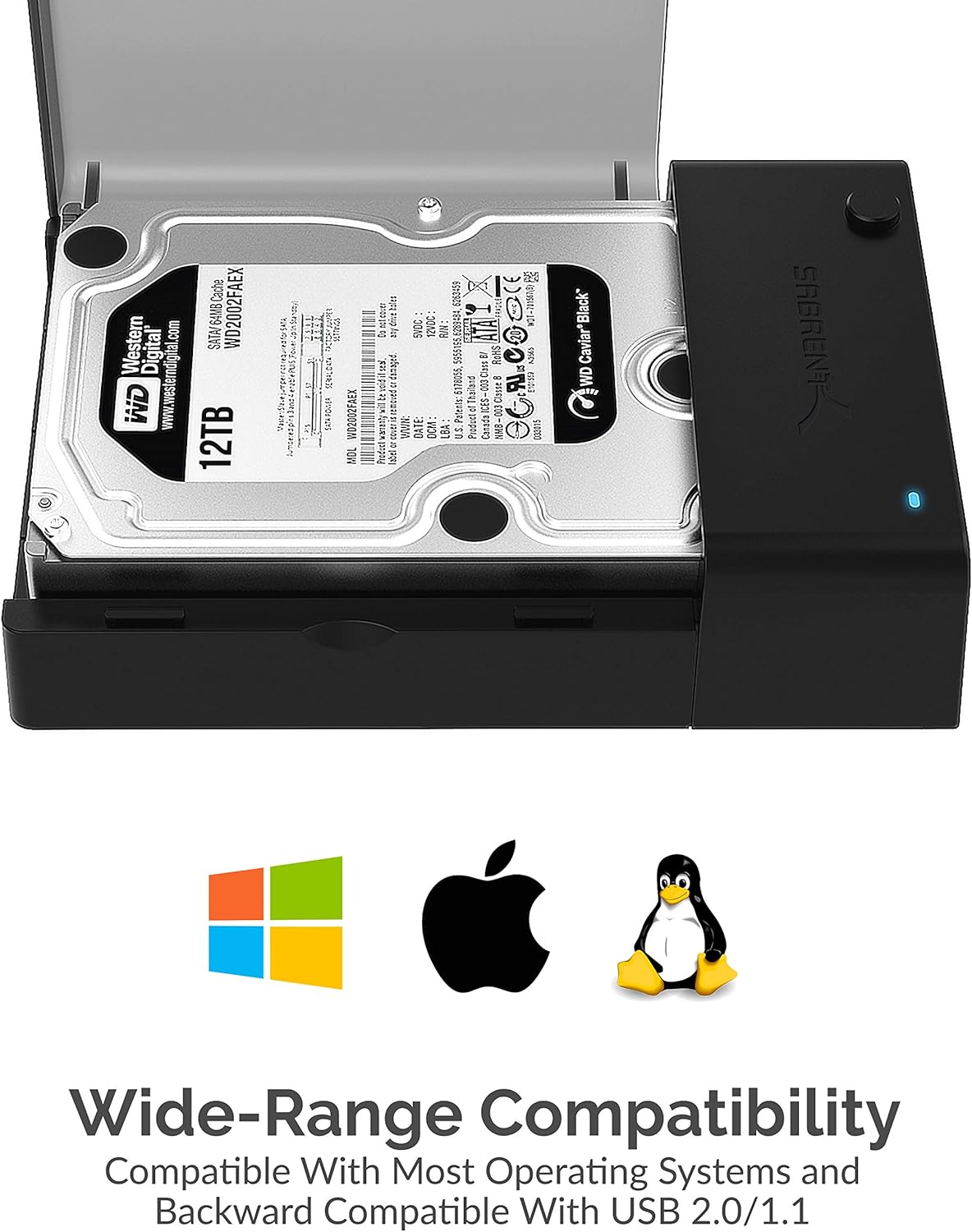 Sabrent USB 3.0 to SATA External Hard Drive Lay-Flat Docking Station with Built-in Cooling Fan for 2.5 or 3.5in HDD, SSD [Support UASP and 6TB] (EC-DFFN): Computers & Accessories