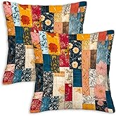 NenuVainl Throw Pillow Covers 18x18 Set of 2, Botanical Prints Cushion Covers, Decorative Square Pillowcases for Couch, Bedroom, Living Room