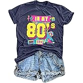 Women 80'S Shirts Vintage Graphic Tee Neon Shirts in My 80s Era Shirt Casual 80s 90s Party Clothes