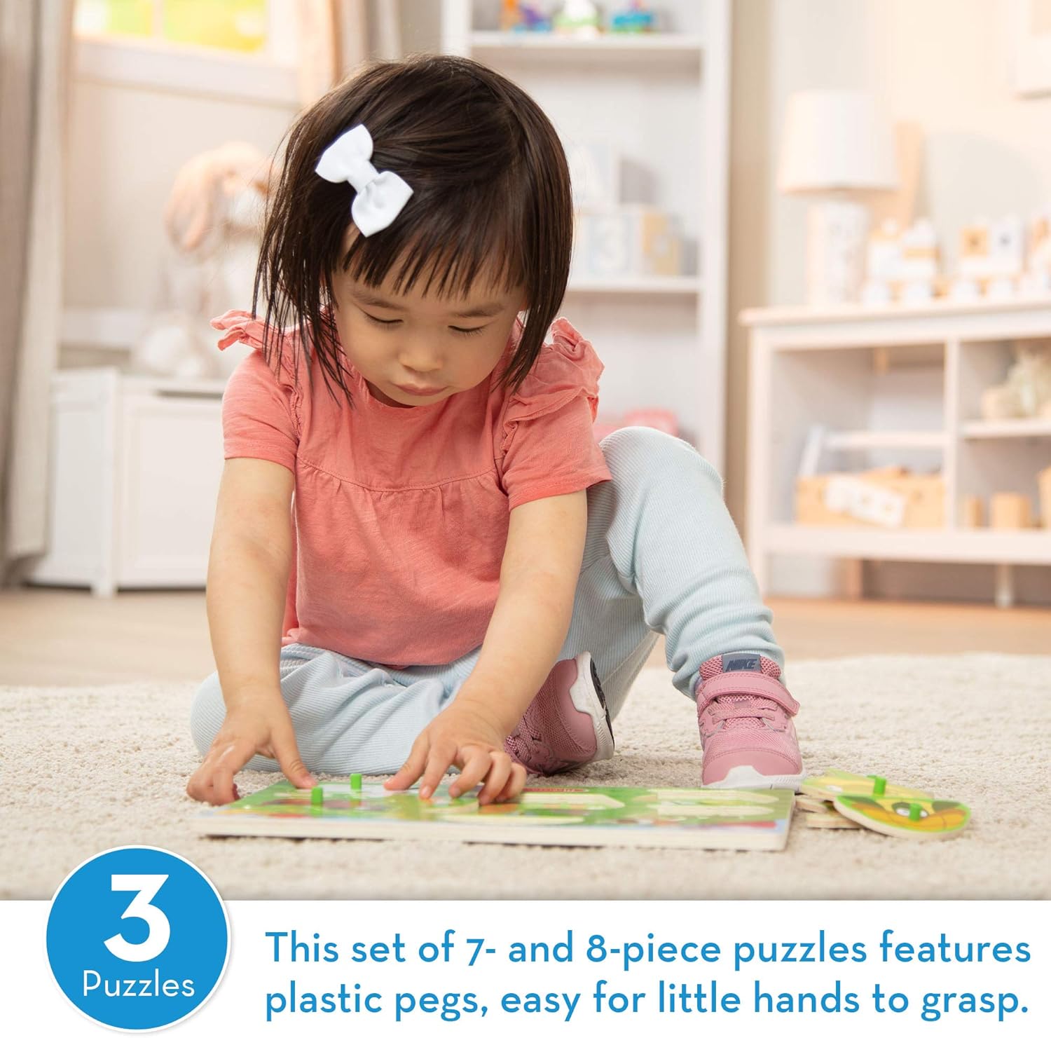 Melissa & Doug Animals Wooden Peg Puzzles Set - Farm, Pets, and Ocean: Melissa & Doug: Toys & Games