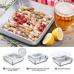 P&P CHEF Square Baking Cake Pan with Lid, Stainless