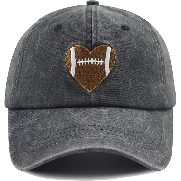 New Custom Designed Brown Distressed Baseball Cap w/ Embroidered Heart Football Football Heart Hat W/ Name & Number | DISTRESSED Baseball  main image 2