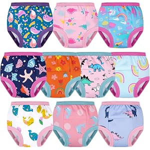 BIG ELEPHANT 10-Pack Toddler Potty Training Underwear Soft 100% Cotton | Helps Manage Small Amounts of Daytime Urine Leakage,