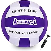 Asgzed Soft Volleyball for Indoor Practice-Super Soft & Silent Fabric Indoor Volleyball Lightweight for Kids Youth Beginners, Perfect for House Yard Training Practice Games(Deflated,with Pump)