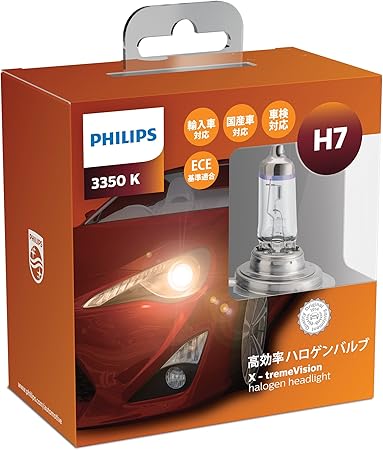 Amazon フィリップス ヘッドライト ハロゲン H7 3350k 12v 55w エクストリームヴィジョン 輸入車対応 2個入り Philips X Tremevision Xv H7 1 車 バイク 車 バイク