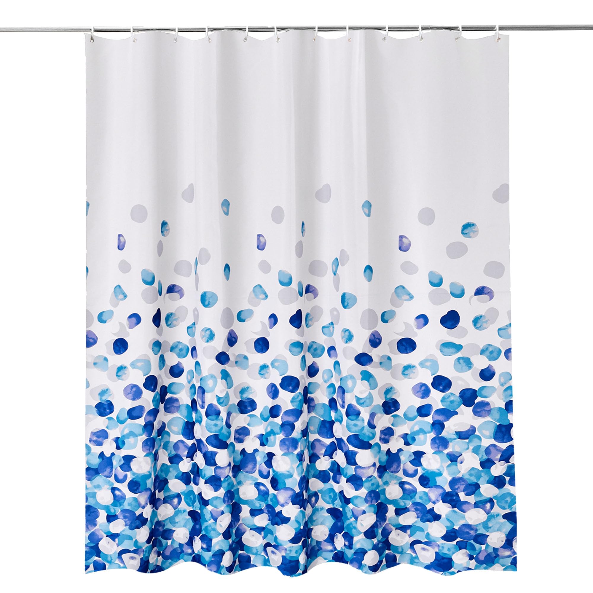 WedDecor Bathroom Shower Curtain Waterproof Mould Free Mildew Resistant, Heavy Duty 100% Polyester Fabric Curtains Liner Washable & Wipe Clean with 12 Curtain Hooks, Blue Petals, 180x180cm