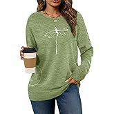 Yandino Long Sleeve Shirts for Women Casual Crewneck Sweatshirt 2025 Trendy Loose Basic Tunic Tops