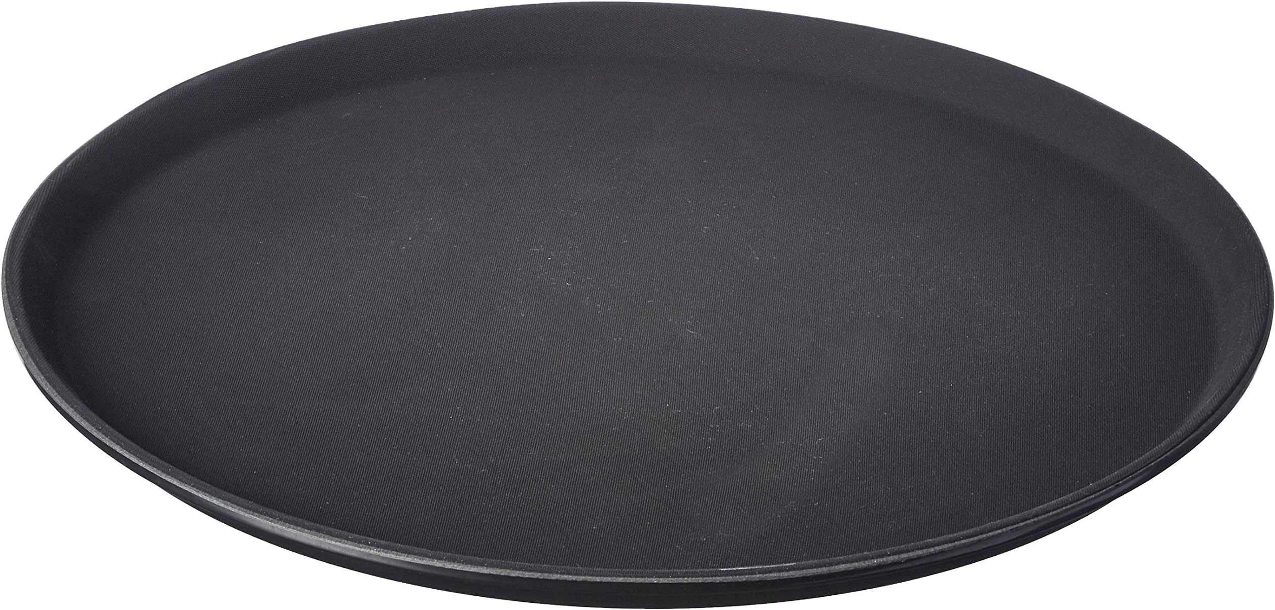 Foodservice Essentials NST-1600BK 16-Inch Round Rubber-Lined Non-Slip Serving Tray, Black