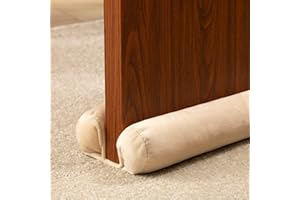 TORMAYS Door Draft Stopper Double Sided Weather Stripping Noise Breeze Draft Blocker Door Sweeps Washable Under Door Seal Strip Adjustable Velvet Draft Guard Multi Color Available (36 inch, Cream)
