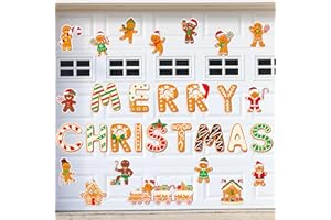 Harloon 30 Pcs Christmas Garage Door Decorations Magnets Colorful Stickers Fridge Refrigerator Magnetic Stickers for Xmas Holiday Car Magnets Metal Door(Gingerbread Man)