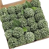 Ling's Moment Elf Green Dahlia Foam Artificial Flowers Real Touch Faux Fake Flower For Home Decor Graduation Baby Shower Decorations Outdoors Party Favors Wedding Gifts Centerpieces Arrangements 25pcs