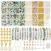 Funtopia Jewelry Making Kit for Adults, 1562pcs Natural Stone Beads Bracelet Making Kit, Jewelry Making Supplies Gemstone Crystal Marble Beads for DIY Craft Bracelet Necklace Earrings