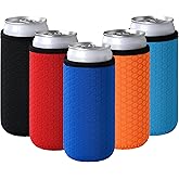 Xumbtvs 5 Pcs Insulated Slim Can Sleeve, Reusable Skinny Tall Can Cooler Sleeves, Non-slip Neoprene Beer Bottle Cover Holder for 12oz Slim Can Soda and Beer (Colorful1)