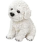 Bichon Frise Statue & Maltese Dog Figurines Outdoor Resin Garden Decor for Pet Lovers, 6 Inch Lifelike White Sitting Puppy Animal Sculpture Weatherproof Yard Ornament Gift for Dogs Owners, Women, Girl