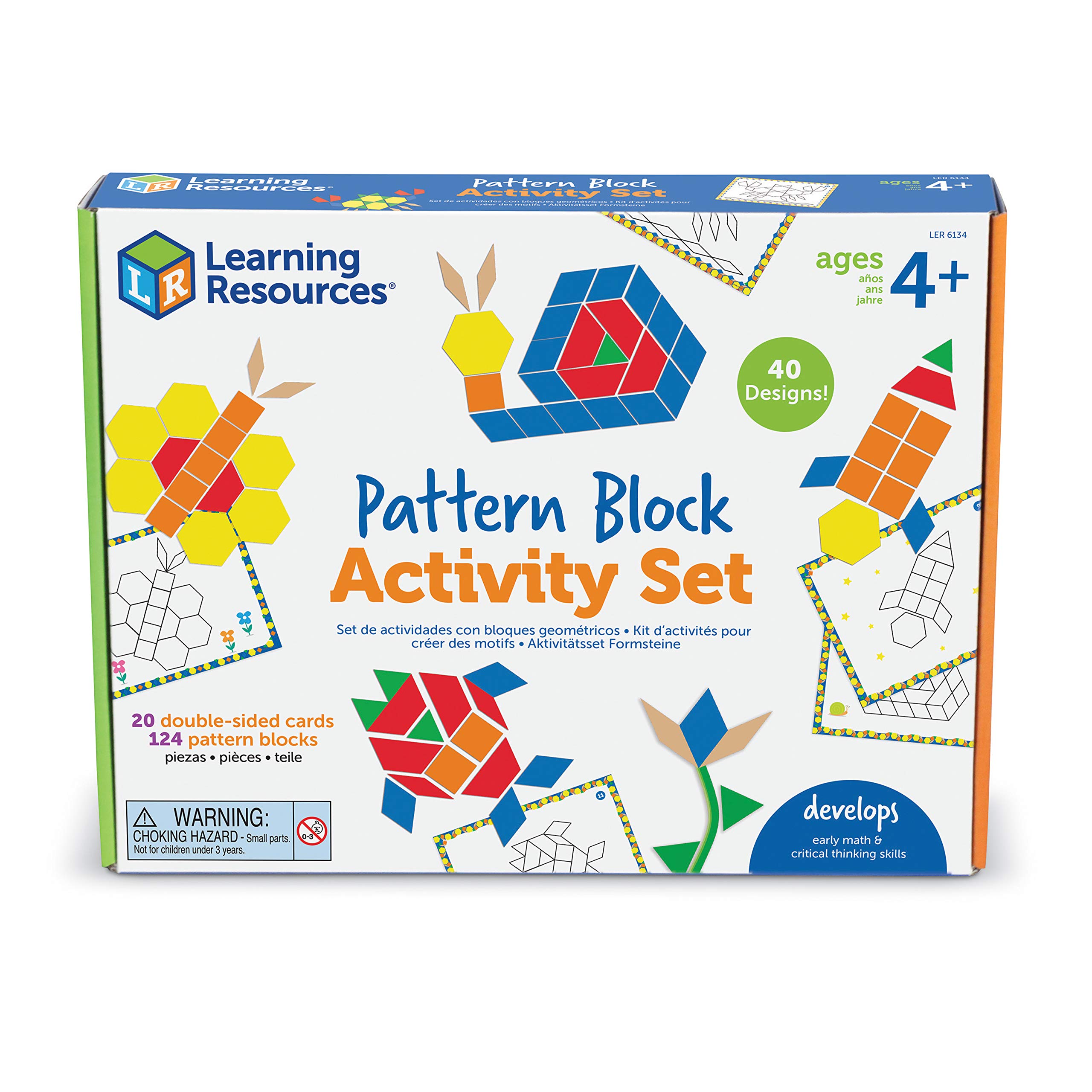 Learning Resources Pattern Block Activity Set, Fine Motor Skills, Critical Thinking Skills, Ages 4+