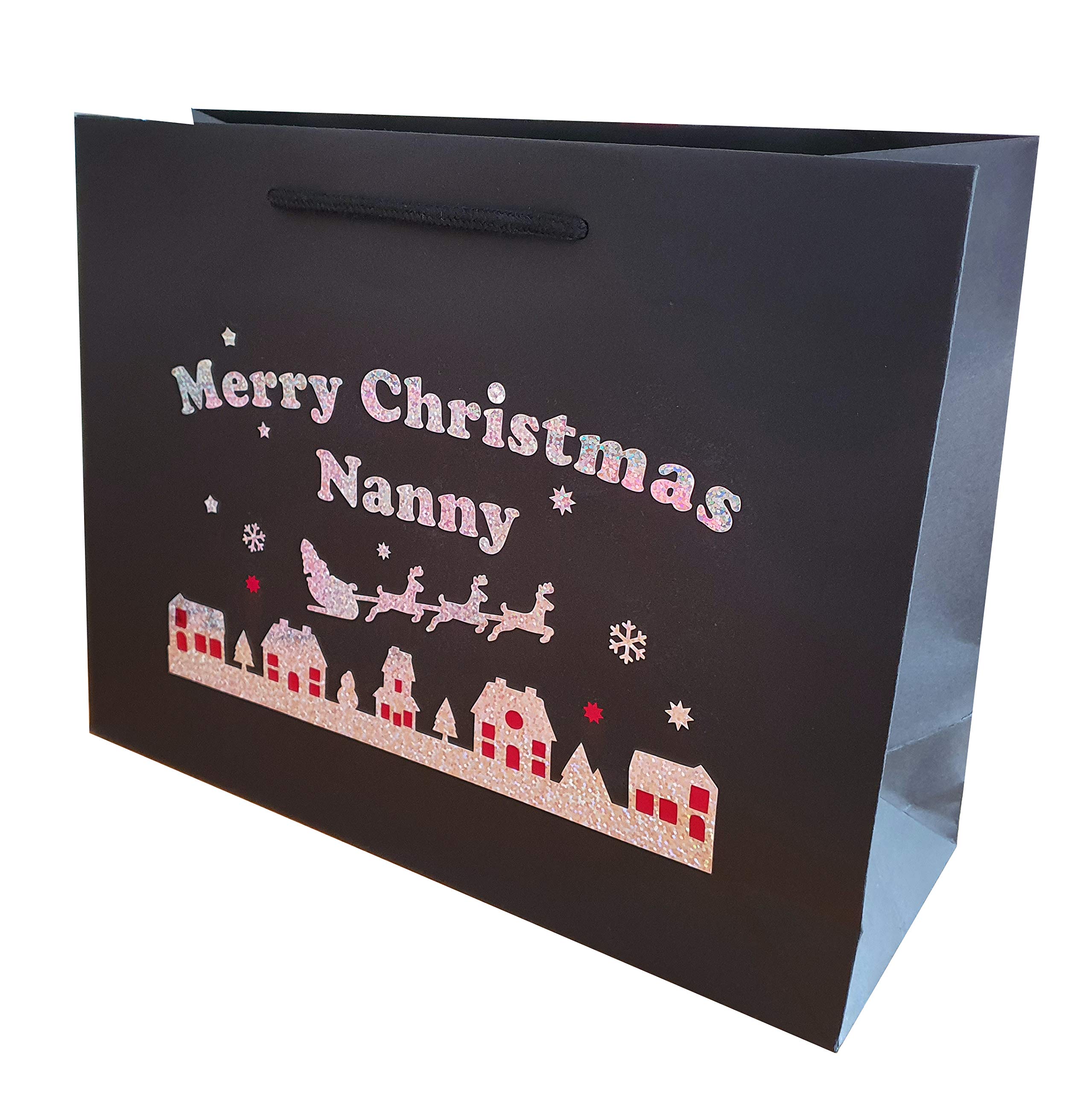 Large Nanny Christmas Holographic Gift Bags Wrap