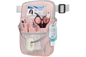 Nurse Fanny Pack with Tape Holder, SITHON Multi Compartment Medical Gear Pocket Belt Bag Nursing Organizer Pouch | Utility Waist Pack for Stethoscopes, Bandage Scissors Medical Supplies, Pink