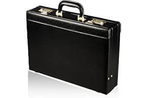 TASSIA Attache Briefcase Leather Look Pu Case Expanding Executive Business Bag