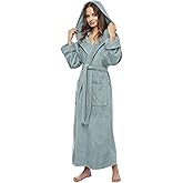 Arus Women's GOTS Certified Organic Cotton Hooded Full Length Turkish Bathrobe