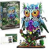 JOJO&Peach Floral Owl Toy Building Sets, MOC Creative Flower & Animal Model Set, Collectible Display Model, Valentine's Day B