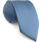 S&W SHLAX&WING Tie for Men Steel Blue Neckties Solid Color Classic Size Necktie