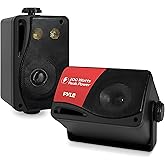 Pyle 3-Way Indoor & Outdoor Box Speaker System - 3.5" 200 Watt Compact Wall Mount Speakers for Home, Patio, Deck, Garage, Poolside, or Studio Use - Dual Speaker Set - PLMR24B (Black)