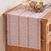 Artoid Mode Pink Woven Farmhouse Hollow Table Runner 12x72 Inch | Holiday Rustic Kitchen Dining Dresser Coffee Table Decoration for Home Party Decor, Macrame Cotton Blend