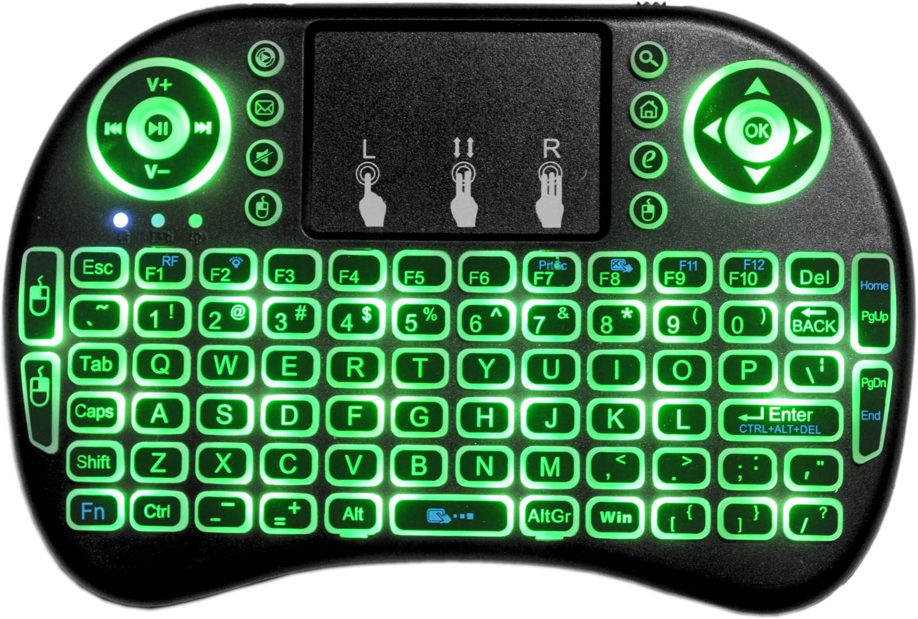 PHANTIO Mini Wireless Keyboard, Touchpad Mouse Combo with Backlit Multimedia Keys 2.4GHz USB Rechargeable Handheld Remote Control Keyboard for Smart TV, Laptop, PC, Tablet, X-Box, Android TV Box …