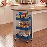 DOEWORKS 3-Tier Storage Trolley on Wheels Navy Blue 70cm 15kg per tier view 4