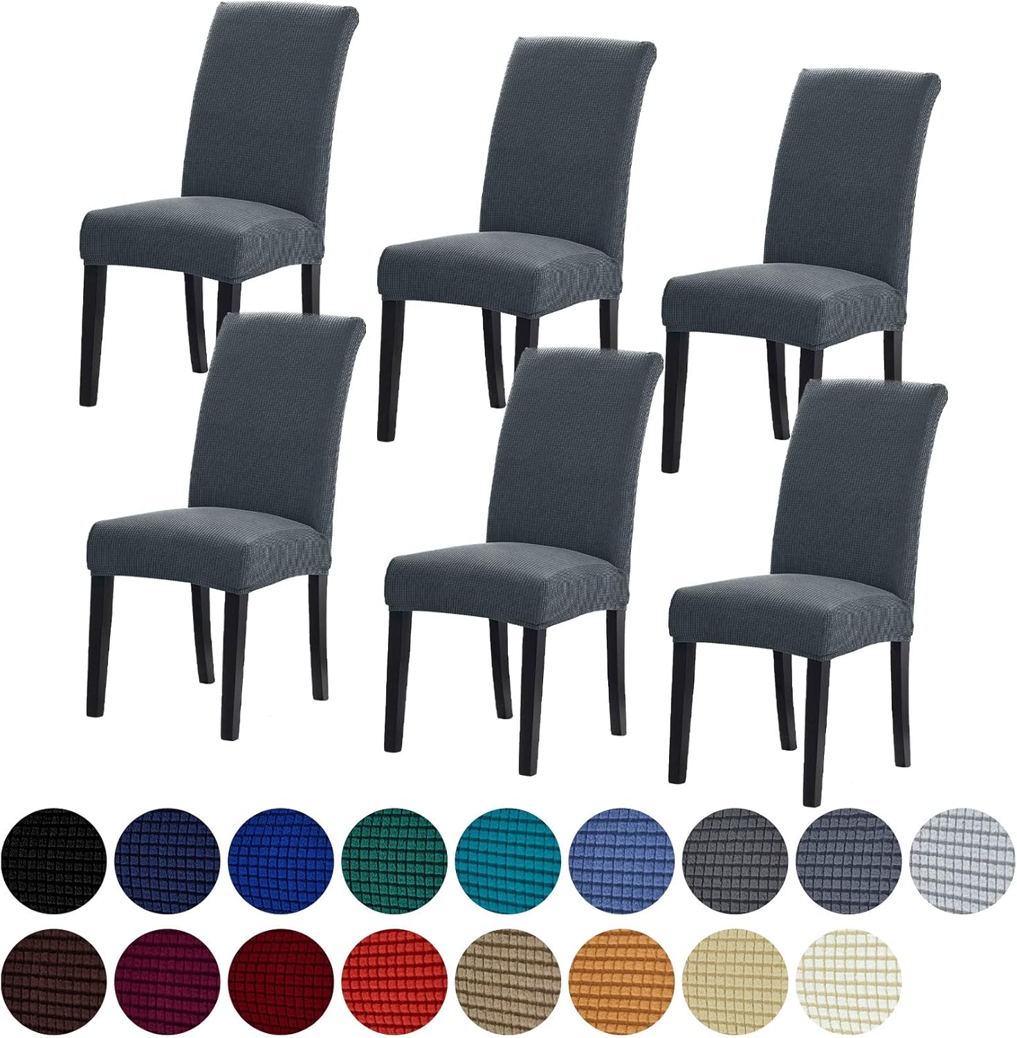 Slipcovers - Howhic Stretch Chair Covers for Dining Room Set of 6, Removable Washable Dining Room Chair Covers, Dining Chair Slipcovers Seat Protector, Great Home Decor and Banquet Upholstery (Gray, 6 Pack)