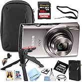 Canon PowerShot IXY 650 (ELPH 360) HS Digital Camera (Silver) + 128GB Extreme PRO Memory + Case, Grip, Software Pack (Essential Bundle) (Renewed), Black