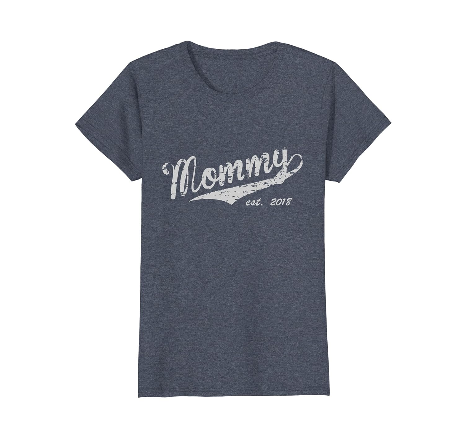 Womens Mommy Est. 2018 Vintage Style Tee Announcement Shirt-anz