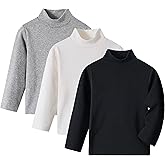 Volunboy Baby Boys Girls Turtleneck Long Sleeve Shirts Cotton Unisex Mock Neck Thermal Pullover Solid Color Warm Tops