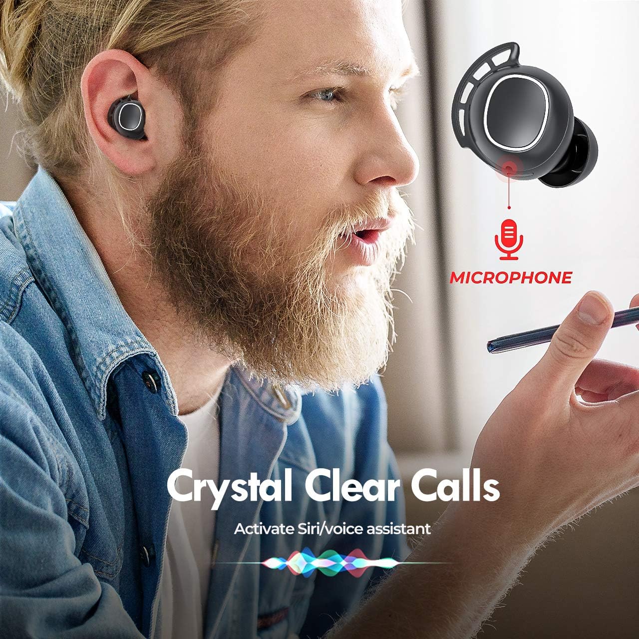 Wireless Earbuds, Mpow M30 in-Ear Bluetooth Headphones, Immersive Bass Sound, IPX8 Waterproof Sport Earphones, Touch Control Bluetooth Earbuds, 25 Hrs w/USB-C Charging Case/Twin&Mono Mode/Mics,Black: Electronics